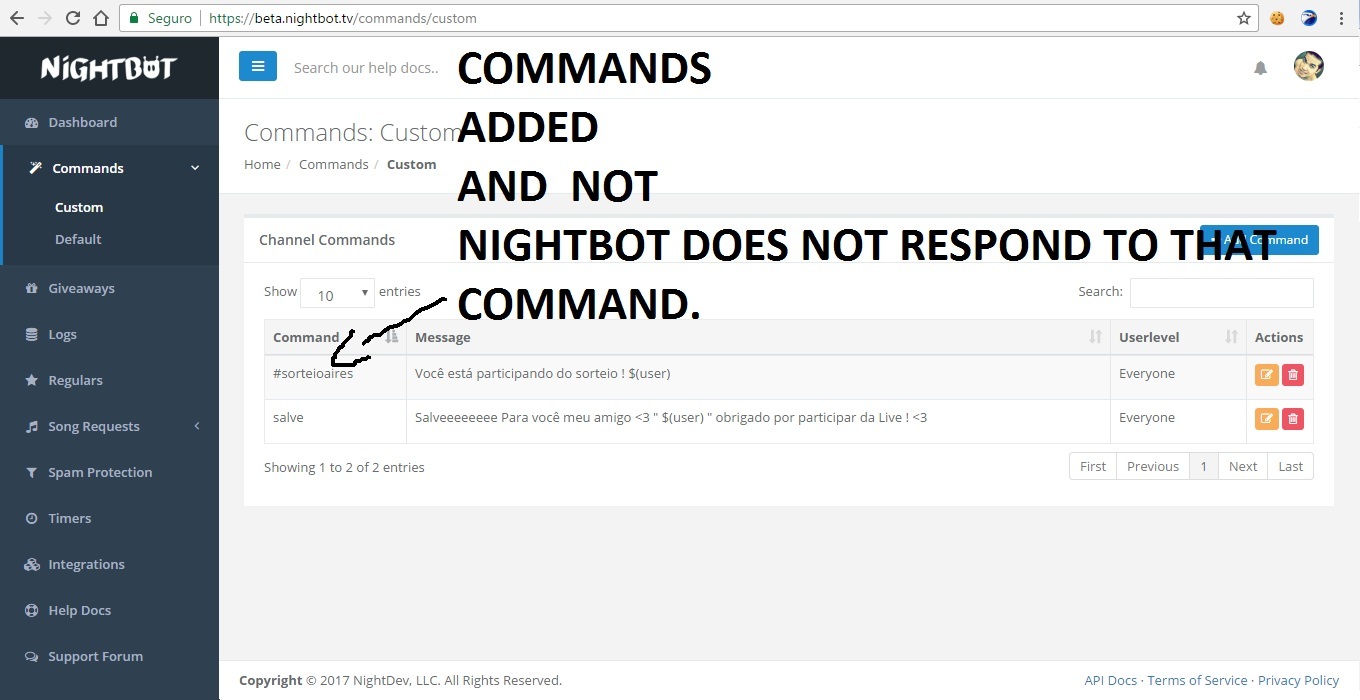 Chat commands nightbot Nightbot Commands